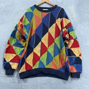 Vintage Norm Thompson Tundra Sweater XL Coogi Style Multi Color 90s Retro